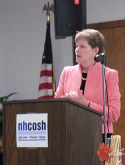 Senator Jeanne Shaheen stopped by to congratulate NH COSH on its 21st year in its continued work in educating workers in job safety and health issues.